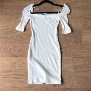 White mid sleeve dress